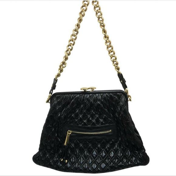 RARE Marc Jacobs Mina Stam Diamond Quilted Frame bag Kiss Lock Full Chain strap - Picture 1 of 13